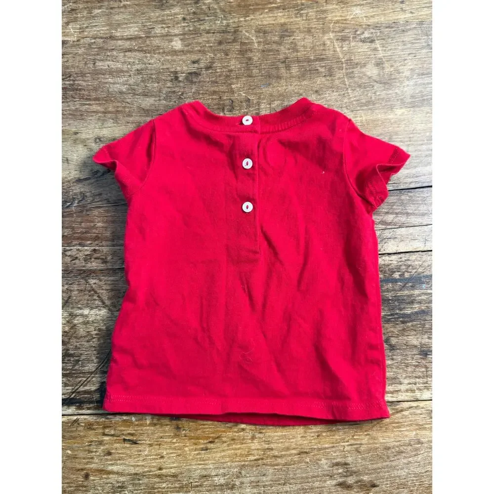 Ralph Lauren Girl's Red Polo Bear Short Sleeve Shirt size 3 mo